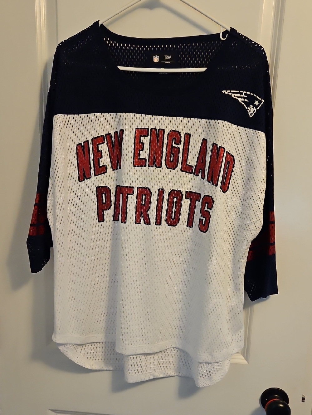 NFL New England Patriots Mesh Jersey Top - White, Navy & Red